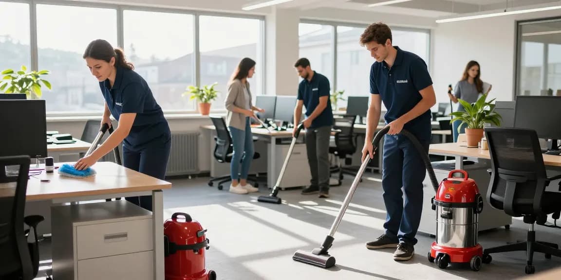 Experience unterhaltsreinigung solothurn as cleaners maintain a spotless office environment.