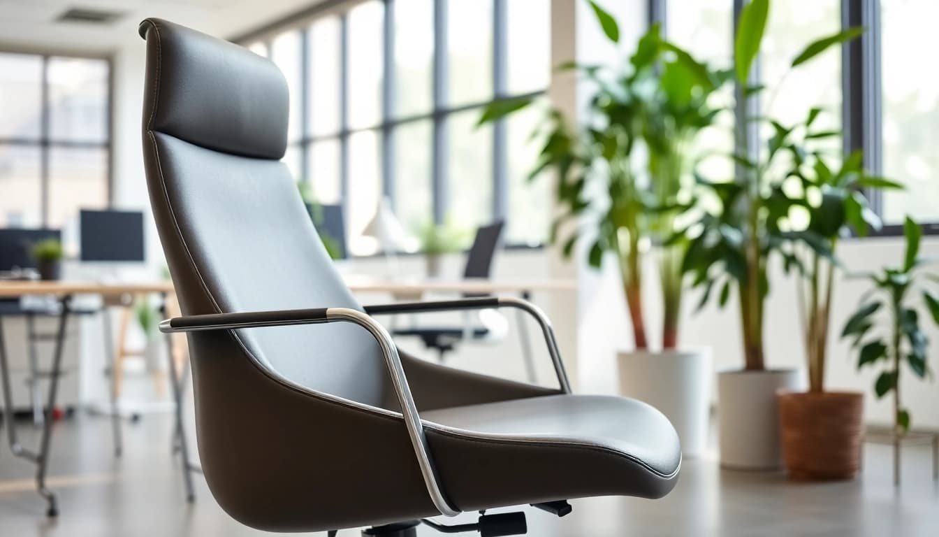 Refurbished Vitra Stuhl in modernem Büro, das Komfort und Stil ausstrahlt.