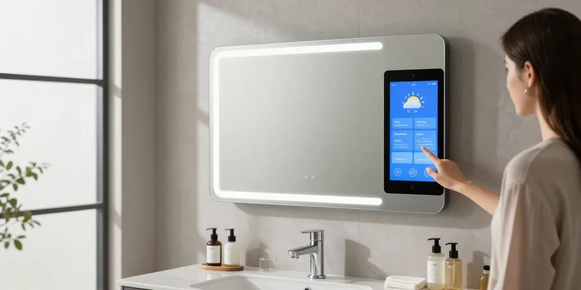 Smart Spiegel mit LED-Beleuchtung in einem modernen Badezimmer