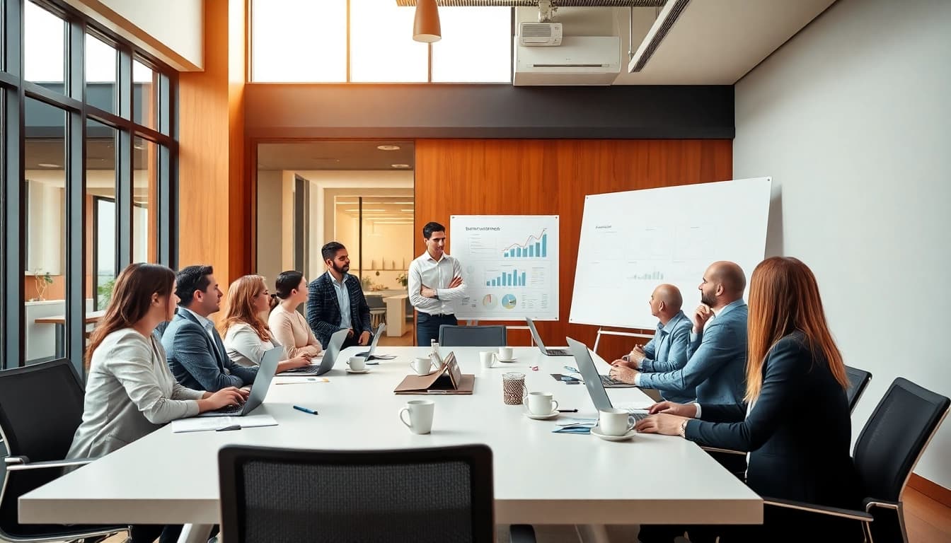 Strategic business collaboration showcasing Wirtschaft Regional insights in a dynamic office setting.