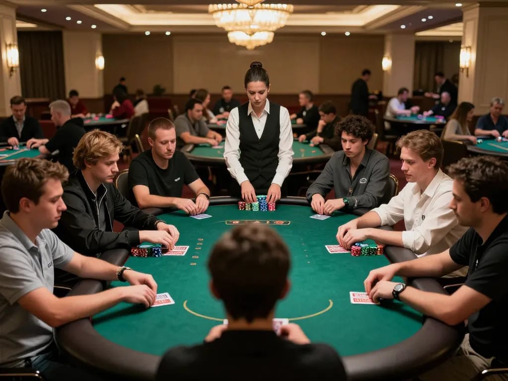 KJC players engaged in an intense poker game showing professional gameplay and strategy.