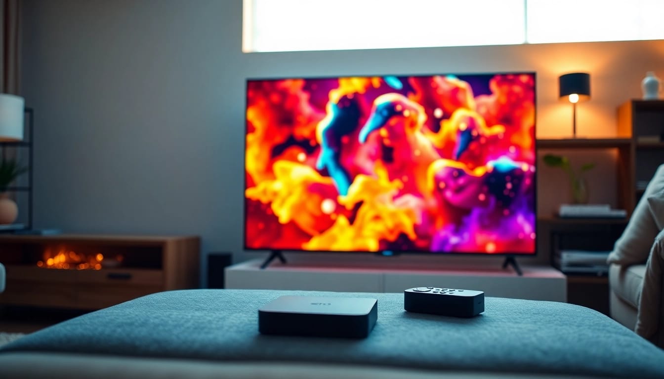 Stream quality content with IPTV kaufen, featuring a modern living room setup showcasing 4K streaming on a stylish TV.