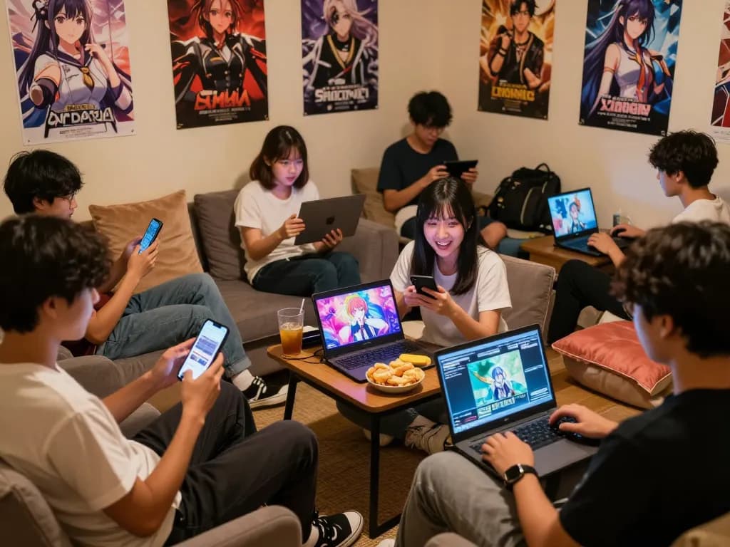 Players enjoying diverse game sex experiences through adult visual novels on multiple devices in a cozy gaming environment.