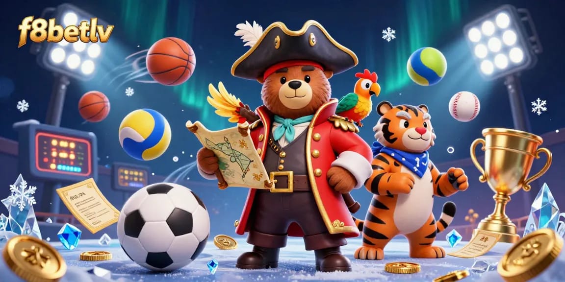 Experience excitement with f8betlv as cartoon pirate characters engage in dynamic sports betting action.