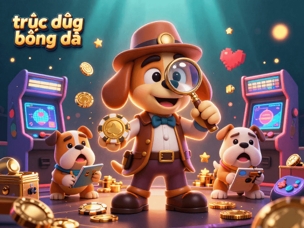 Experience thrilling trực tiếp bóng đá with our colorful gaming scene featuring detective characters and casino elements.