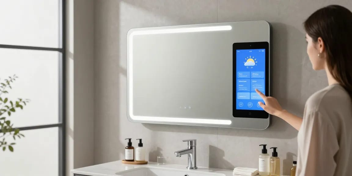 Smart Spiegel mit LED-Beleuchtung in einem modernen Badezimmer