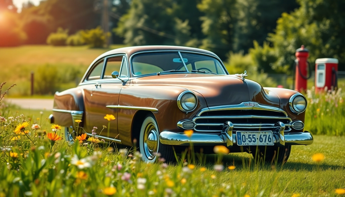 Oldtimer Gutachten bei einem klassischen Auto in einer malerischen Landschaft.