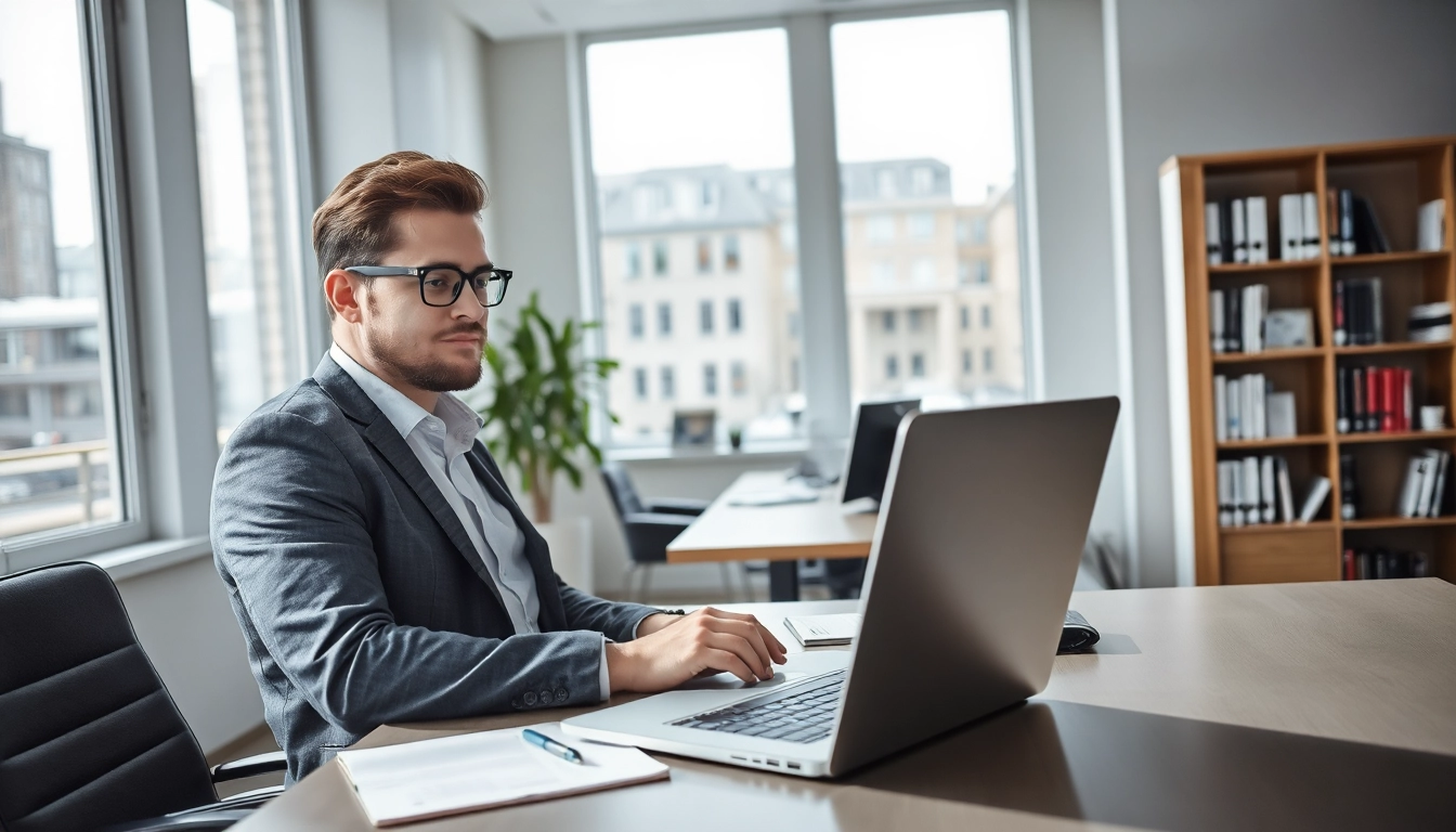 Professioneller Headhunter Kiel arbeitet konzentriert in modernem Büro.