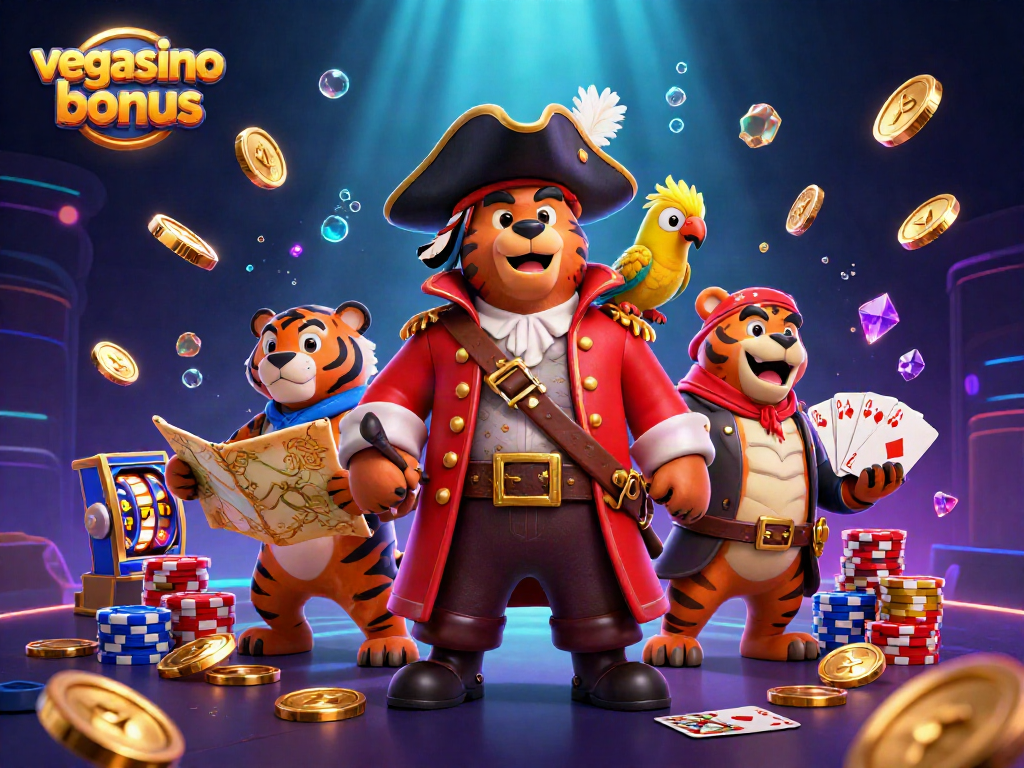 Experience the vegasino bonus with this vibrant 3D illustration, showcasing casino excitement.