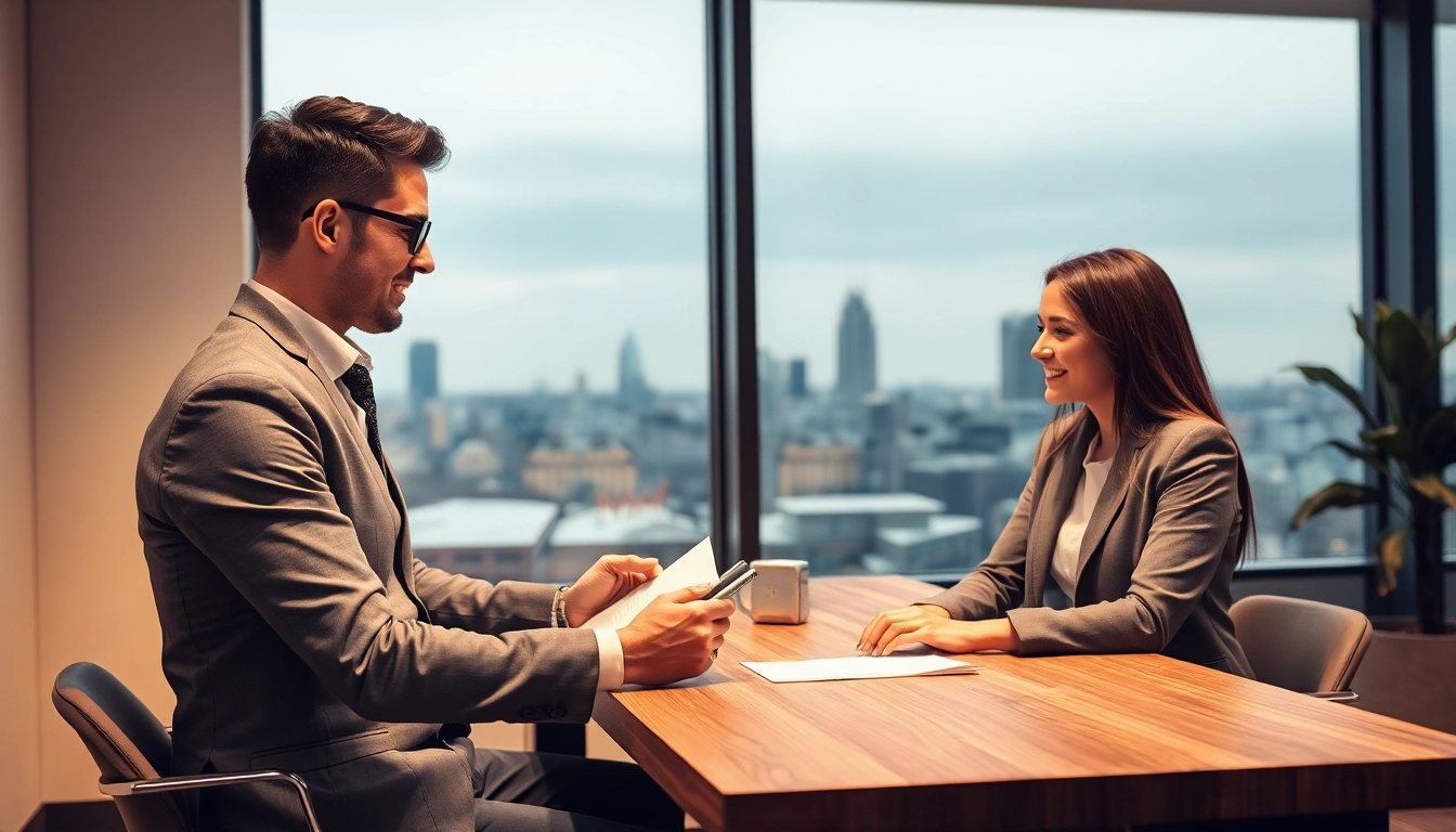 Headhunter Hannover unterstützt talentierten Bewerber in einem modernen Büro.