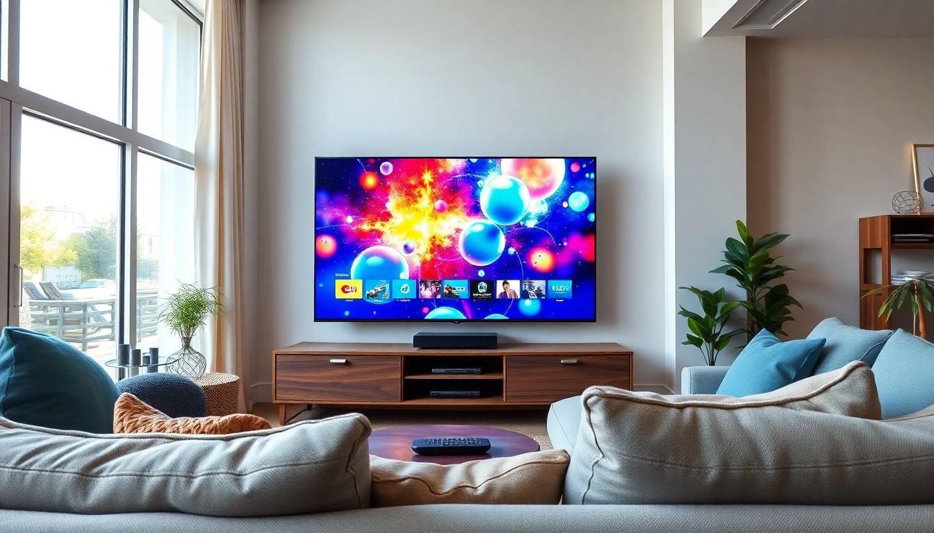 Iptv Anbieter bietet professionelle Streaming-Dienste in einem modernen Wohnzimmer an.