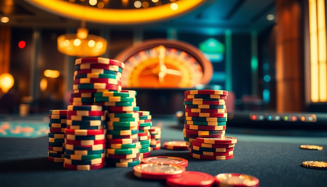 Spannende Casinospiele erleben auf casino spiele.de mit farbenfrohen Chips und Roulette-Tisch.
