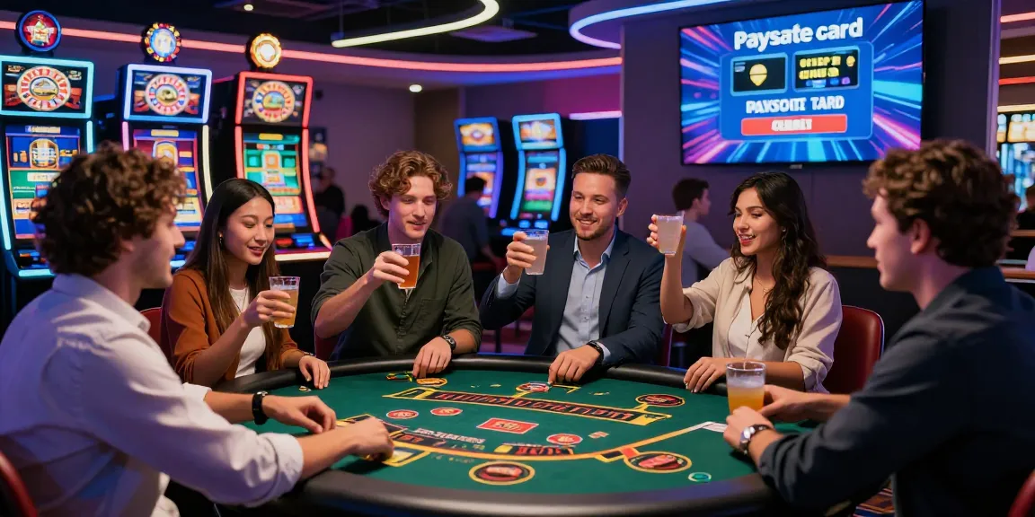 Spieler genießen eine lebendige Paysafe Card Casino Atmosphäre mit bunten Spielen und sicheren Transaktionen.