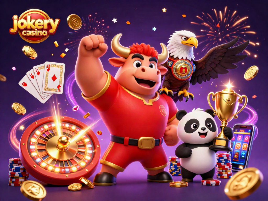 Win big at jokery casino with dynamic characters and vibrant casino elements.