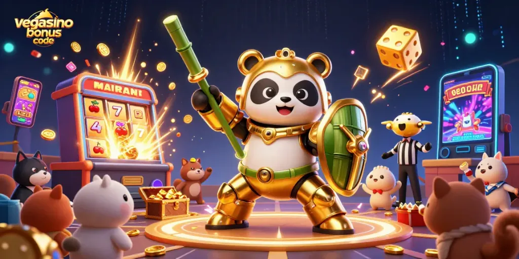 Win big with vegasino bonus code while enjoying a vibrant casino-themed 3D illustration