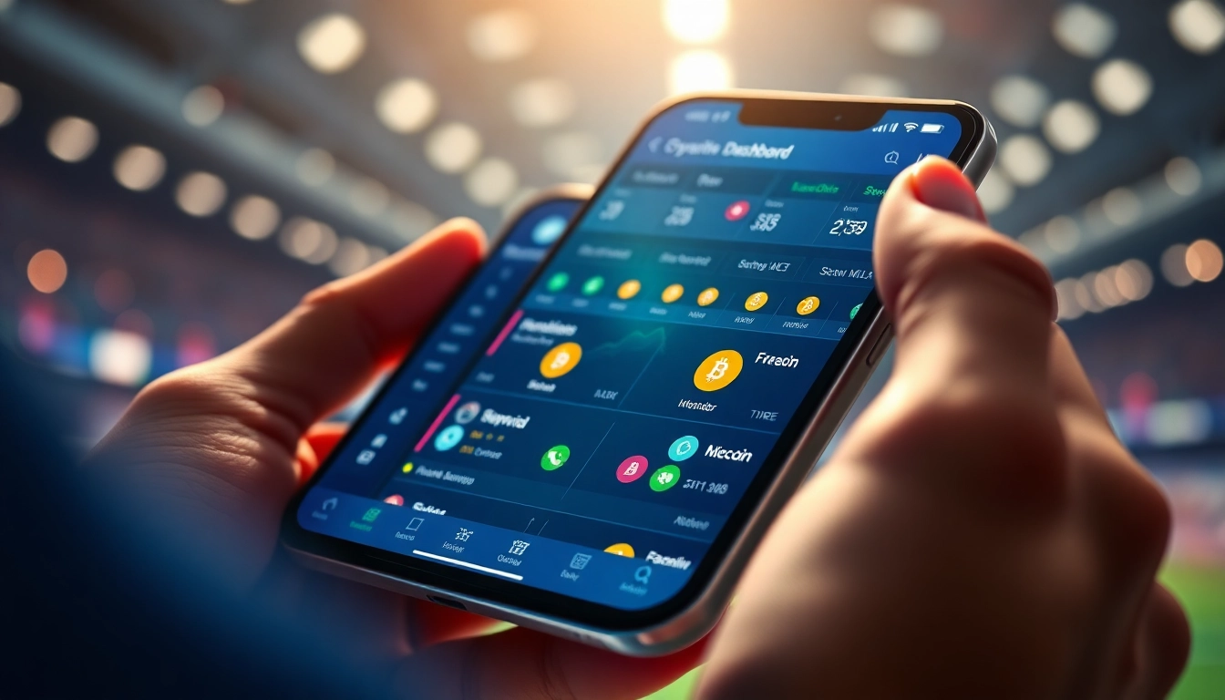 Explore features of a cutting-edge crypto betting app on a vibrant mobile interface.