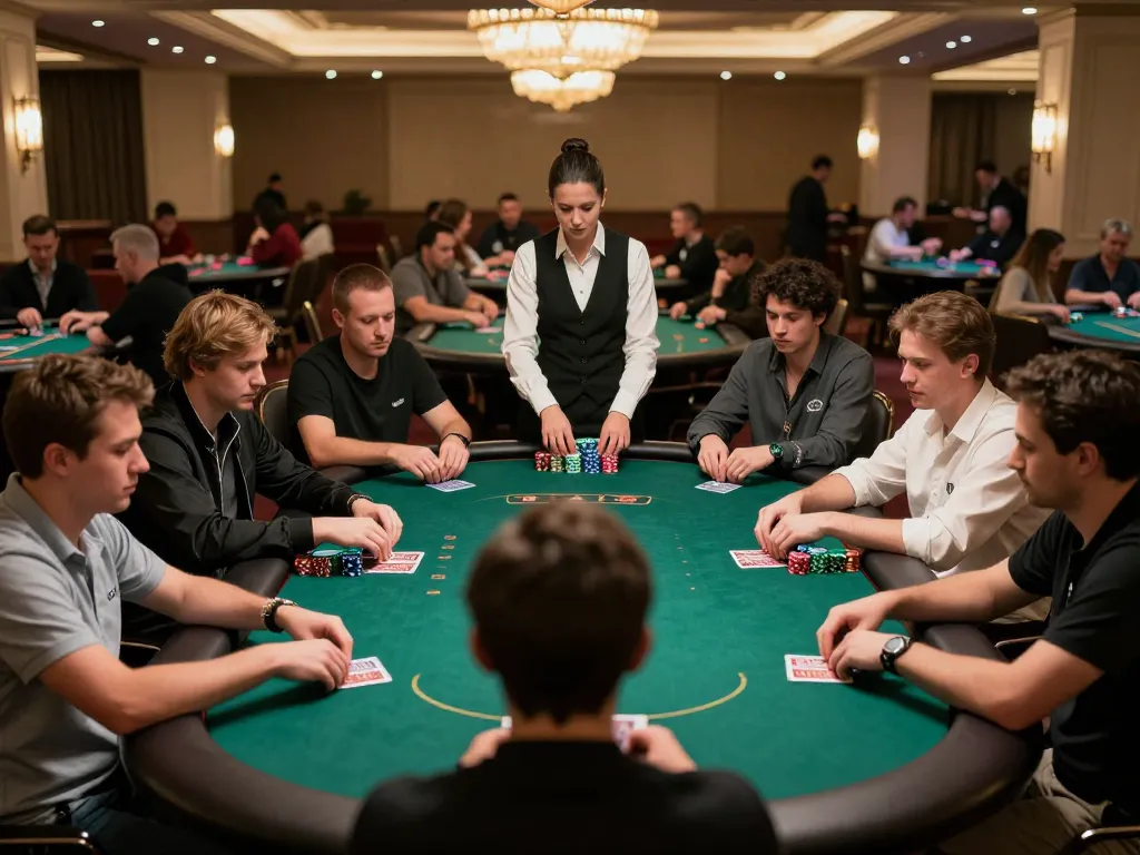 KJC players engaged in an intense poker game showing professional gameplay and strategy.
