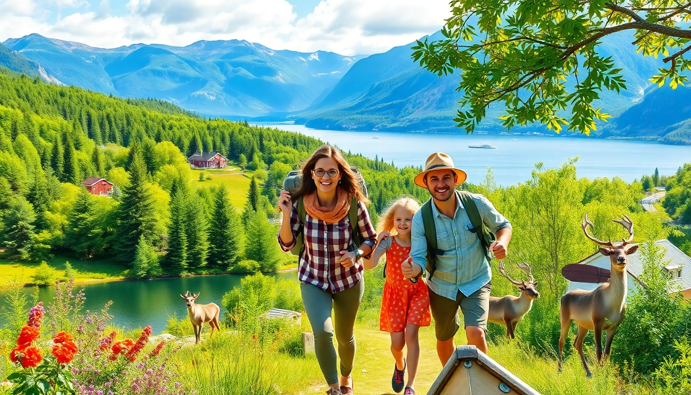 Familie genießt die Natur bei der Erkundung der Skandinavien-Reisetipps inmitten atemberaubender Landschaften.