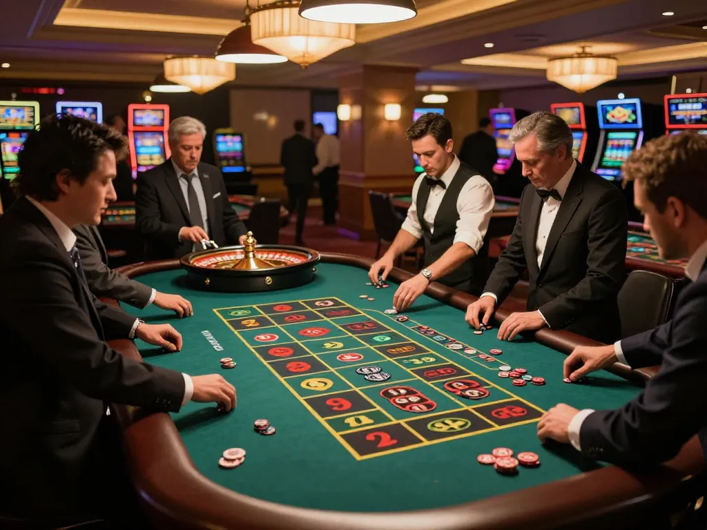 Excited players at a roulette table strategizing their bets at 99win casino.