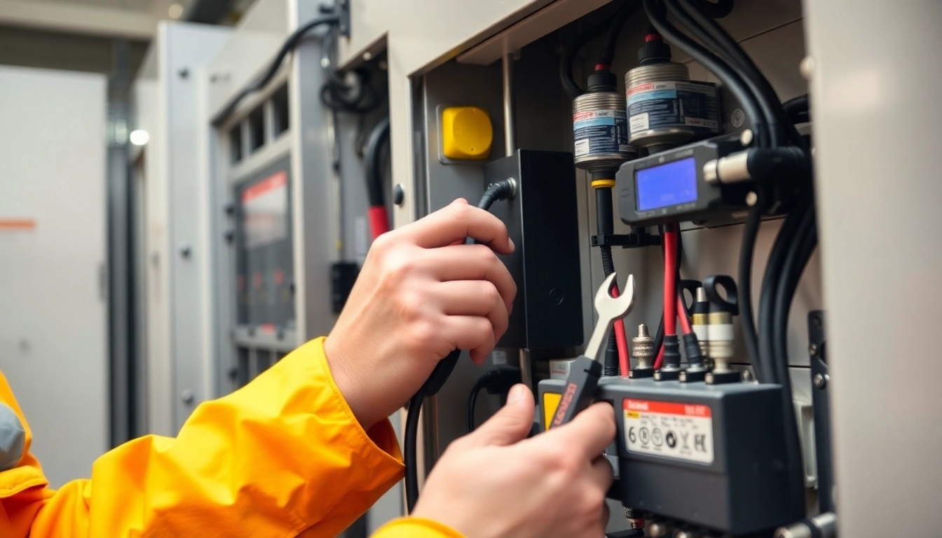 Technician conducting a DGUV V3 Prüfung ensuring electrical safety and compliance.