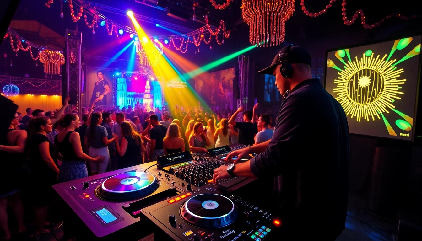 DJ aus München begeistert die Menge mit mitreißenden Beats während einer Live-Performance.
