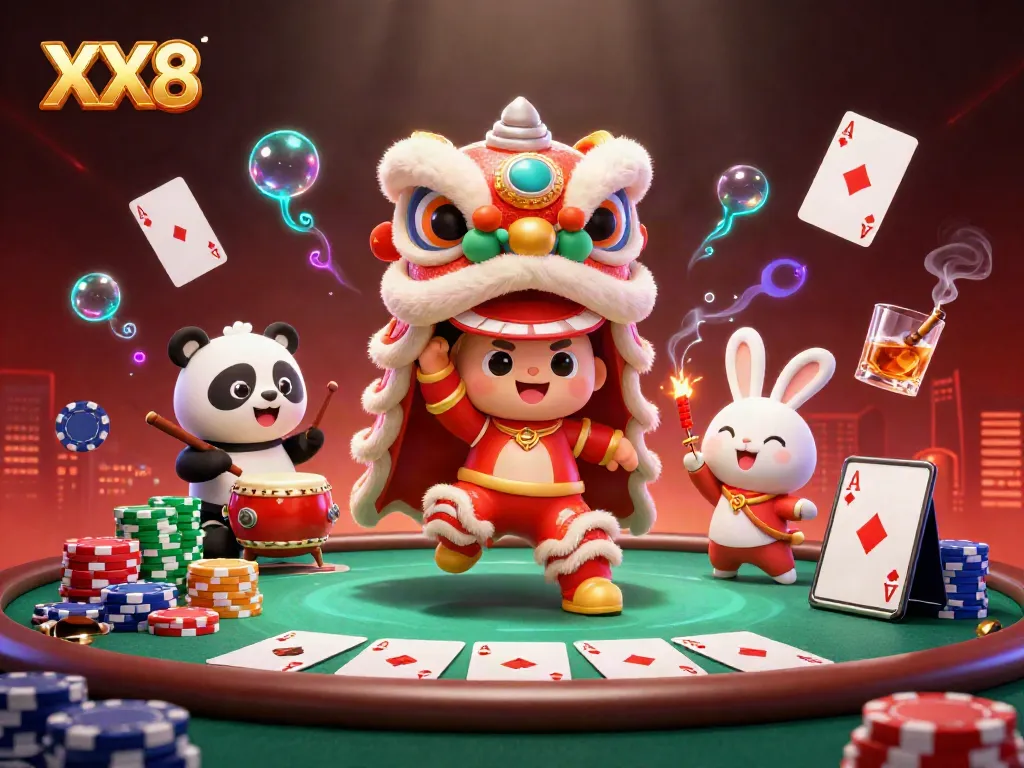 Experience the excitement of XX8 with vibrant characters celebrating at a lively casino scene.