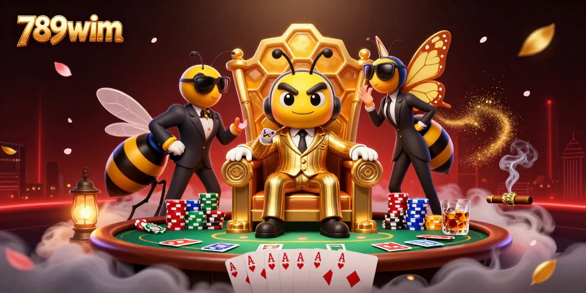 789wim engages players with a vivid poker scene featuring a charismatic bumblebee mob boss.