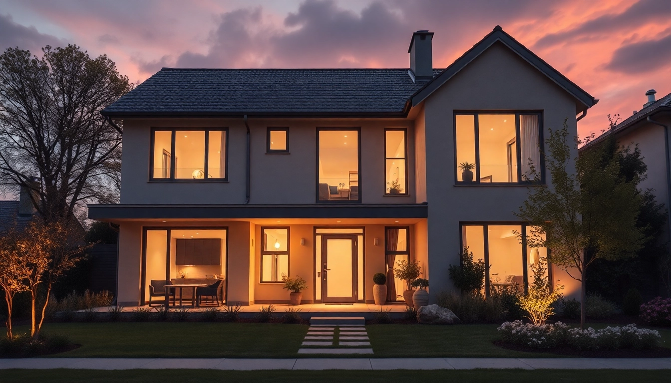 Inspirierende Hausrenovierung: Modernes, neu gestaltetes Haus mit Garten und Renovierungsutensilien.