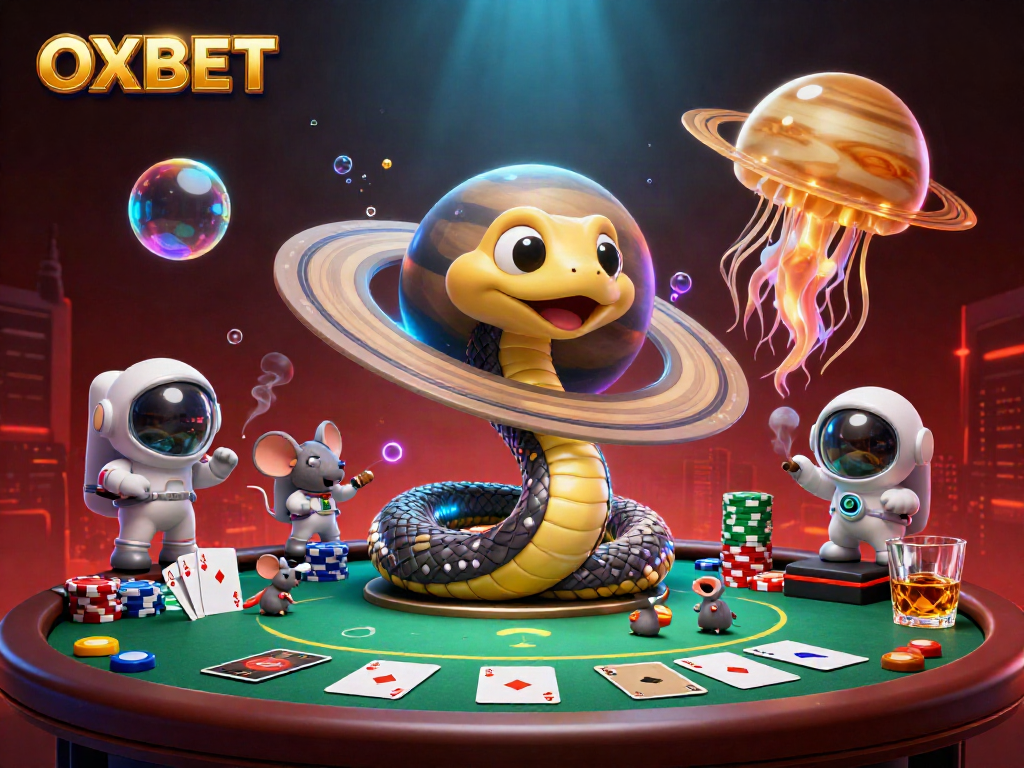 Experience gaming excitement at OXBET with astronaut mice betting on a vibrant cosmic roulette wheel.