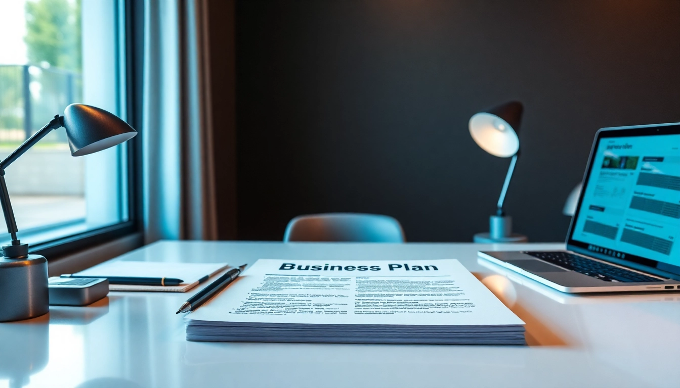 Creating a businessplan ambulanter pflegedienst with an organized workspace and essential tools.
