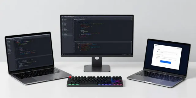 Zahlungslink im modernen Entwicklerarbeitsplatz mit sicherer Softwarelösung.