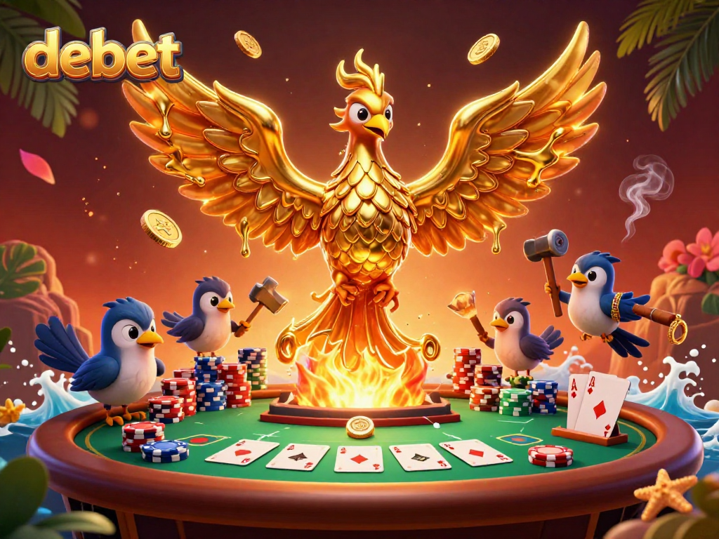 Experience debet's vibrant casino world with golden phoenix and poker excitement!