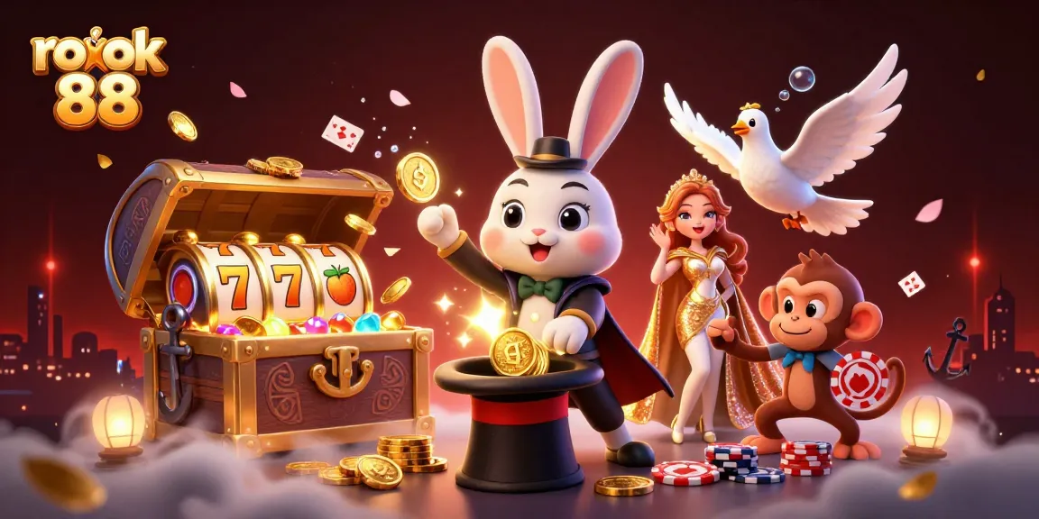 Engage with rokok 88 as magician rabbit reveals golden coins, amid thrilling gaming action.