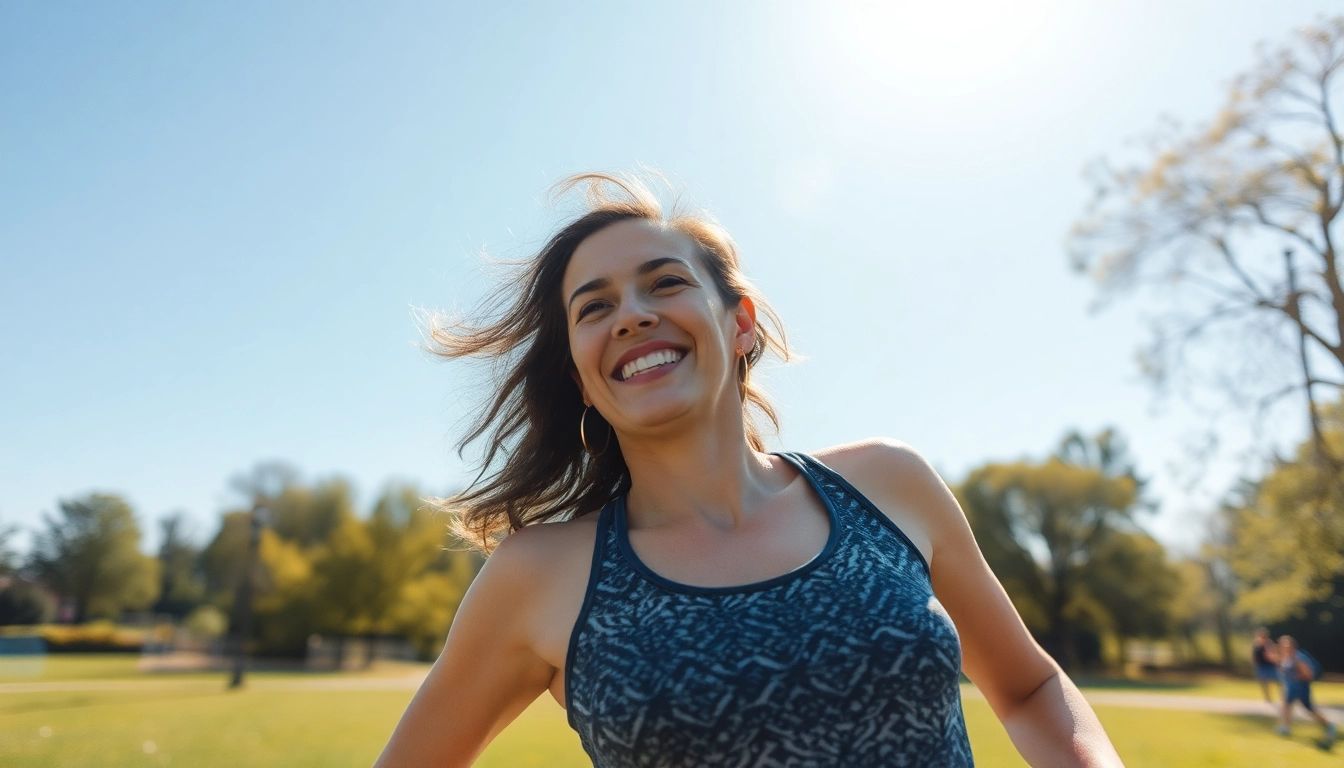 Aktive Person im Park, die Gewichtsverlust durch Fitness und gesunde Lebensweise fördert.