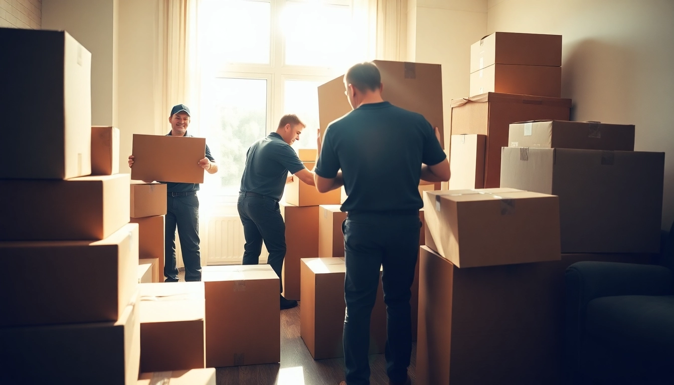 Umzugsunternehmen Ludwigshafen team efficiently packing and moving boxes.