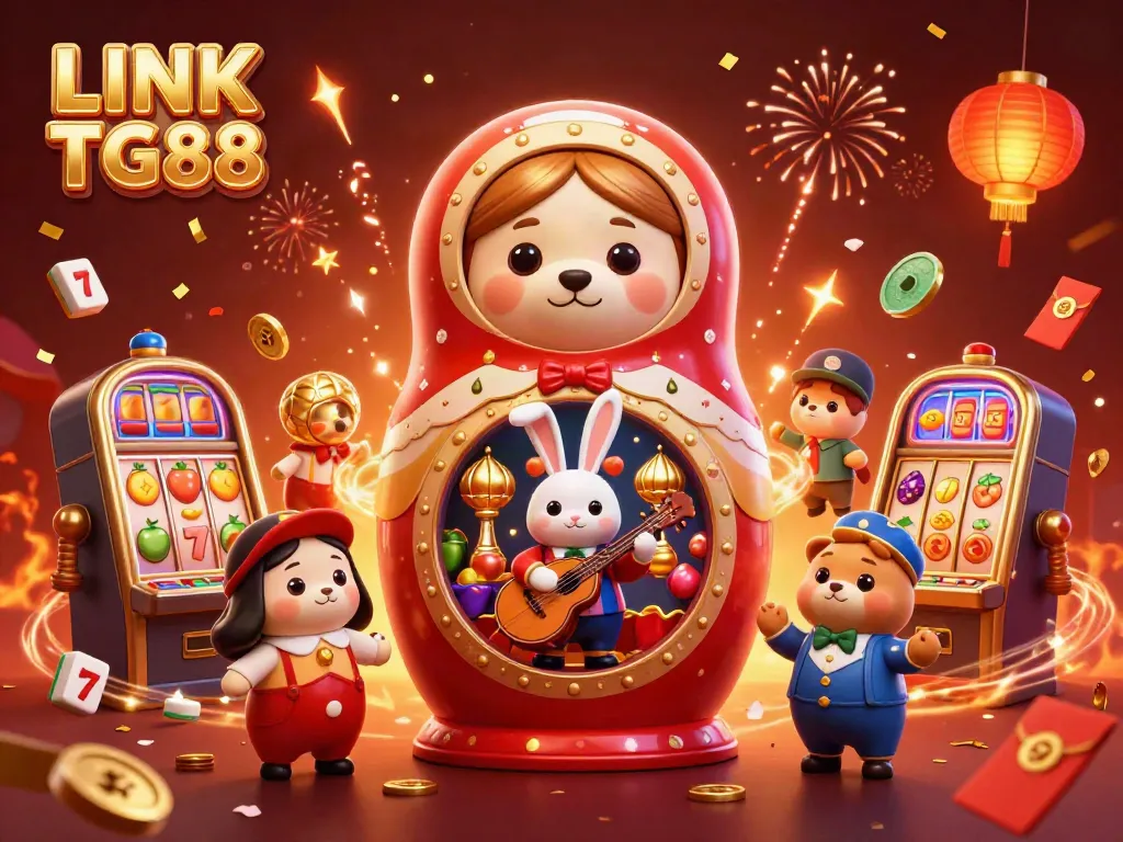 Experience LINK TG88 with a vibrant scene featuring casino-themed characters and elements.