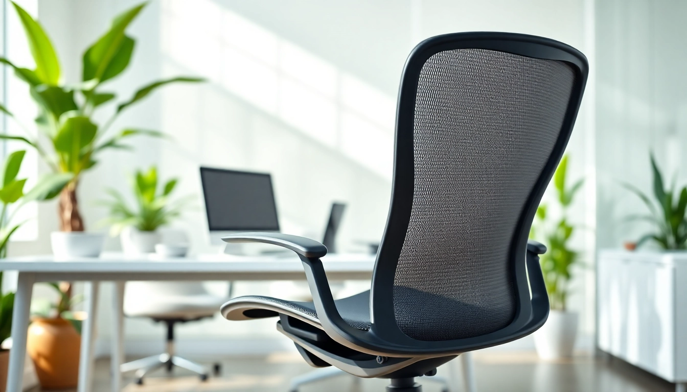 Herman Miller Aeron Stuhl in einem modernen Büro mit natürlichem Licht und eleganter Gestaltung.