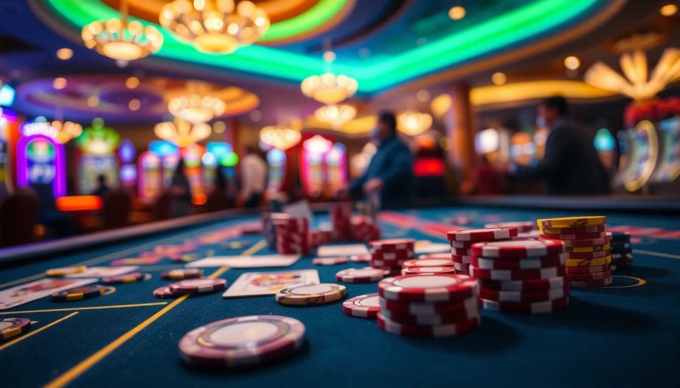 Experience the thrill of casino bonus ohne einzahlung deutschland with colorful chips and vibrant gameplay elements.