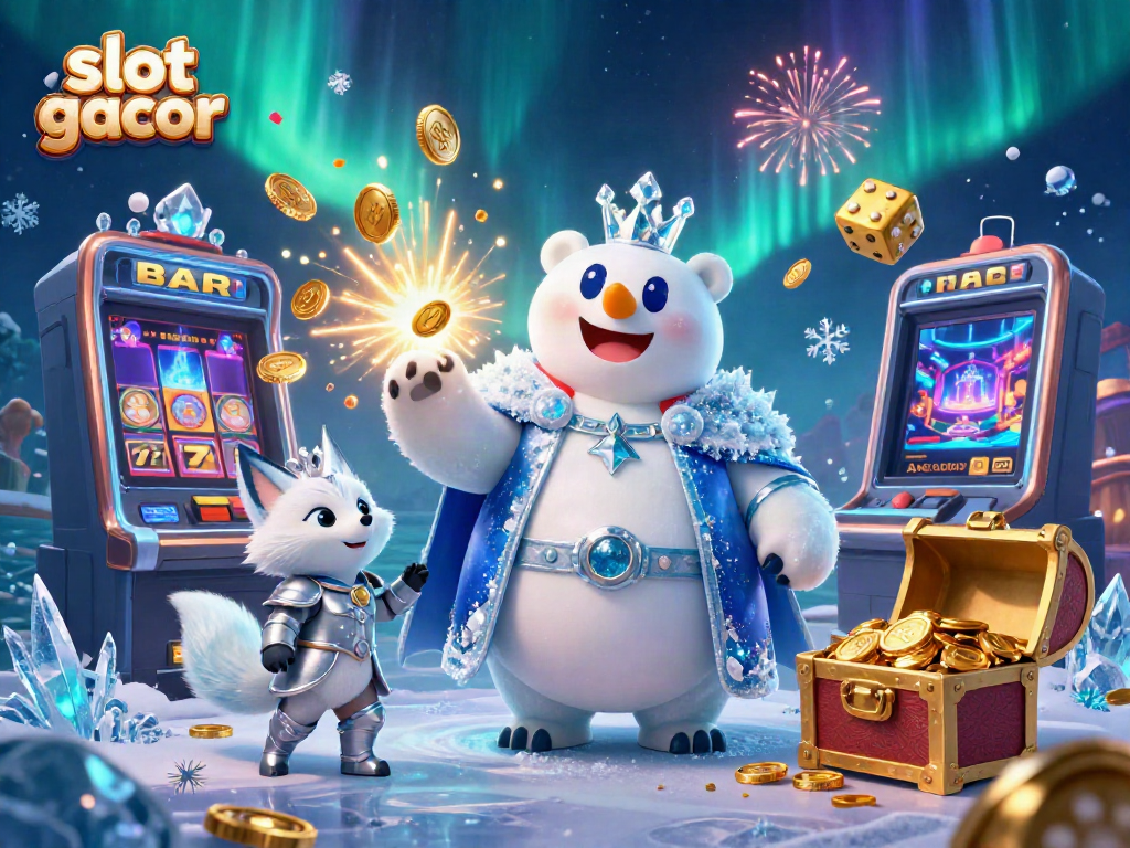 Experience slot gacor excitement with a jubilant jackpot scene featuring animated casino game elements.