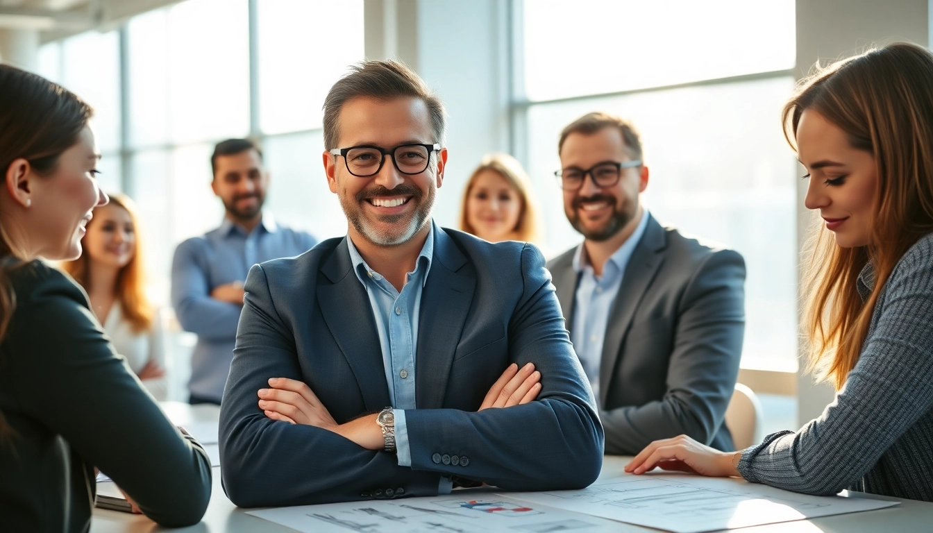 Headhunter Ingenieure in einem modernen Büro, berät Ingenieure in einem Gespräch.