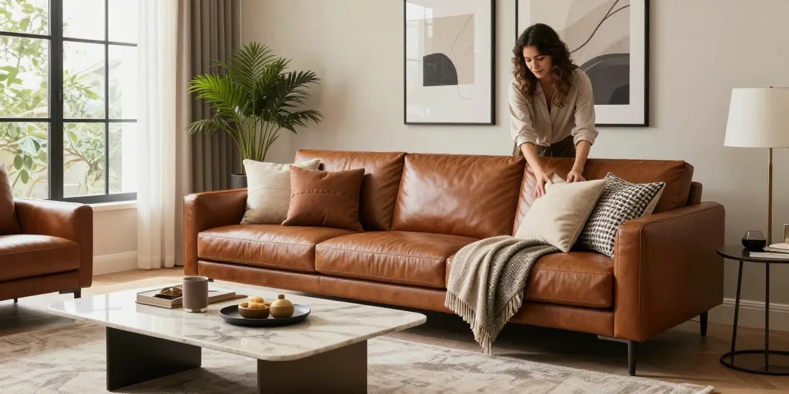 Baxter Möbel Erfahrungen in einem stilvollen Wohnzimmer mit italienischen Ledersofas und raffiniertem Dekor wunderschön präsentiert.