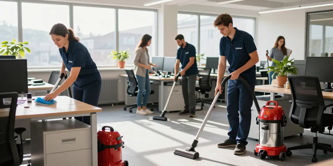 Experience unterhaltsreinigung solothurn as cleaners maintain a spotless office environment.