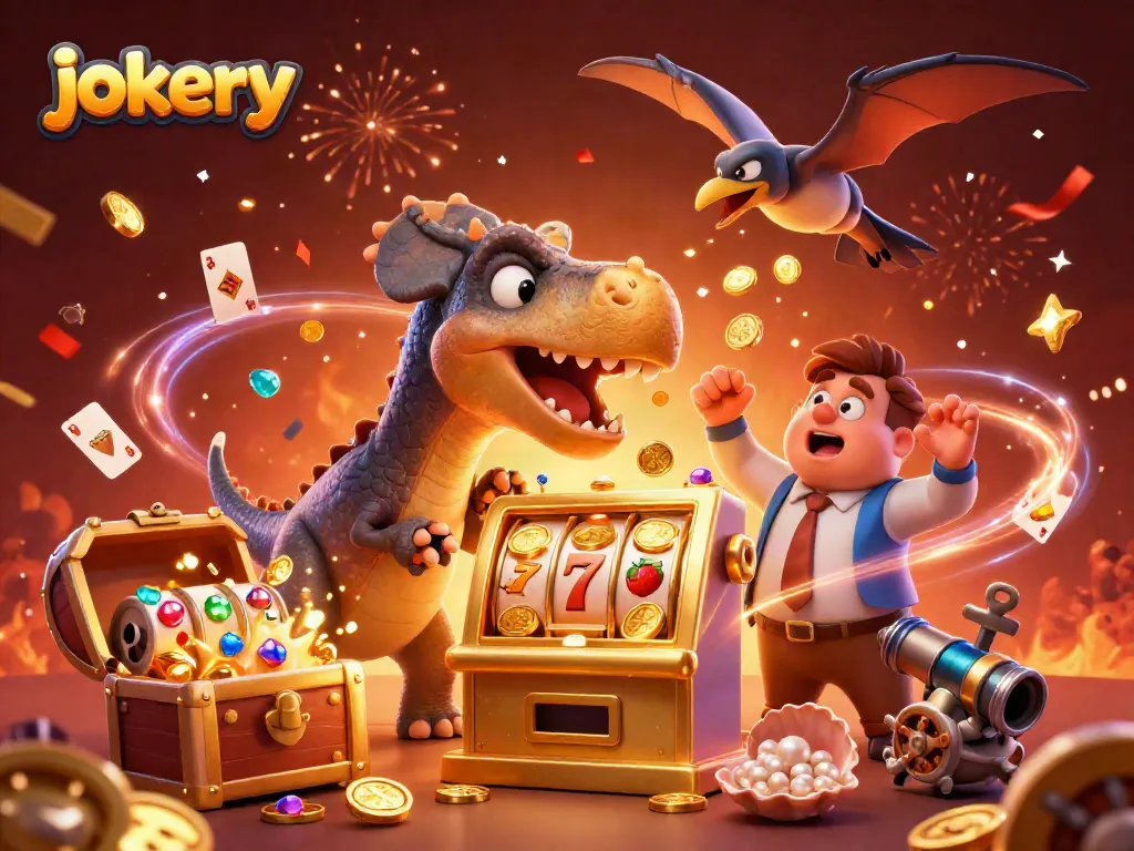 Experience the thrill of jokery as a pachycephalosaurus triggers a jackpot at a dynamic casino scene.