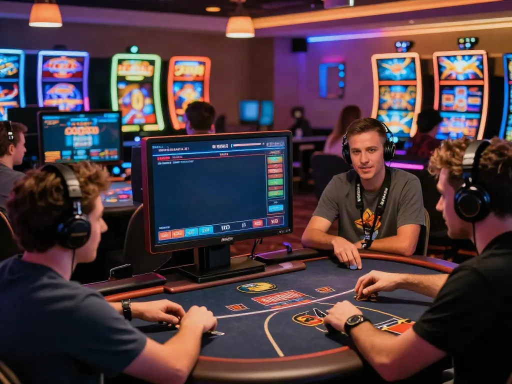 Action-packed online gaming scene depicting players at https://xo88.games/ enjoying a variety of casino games.