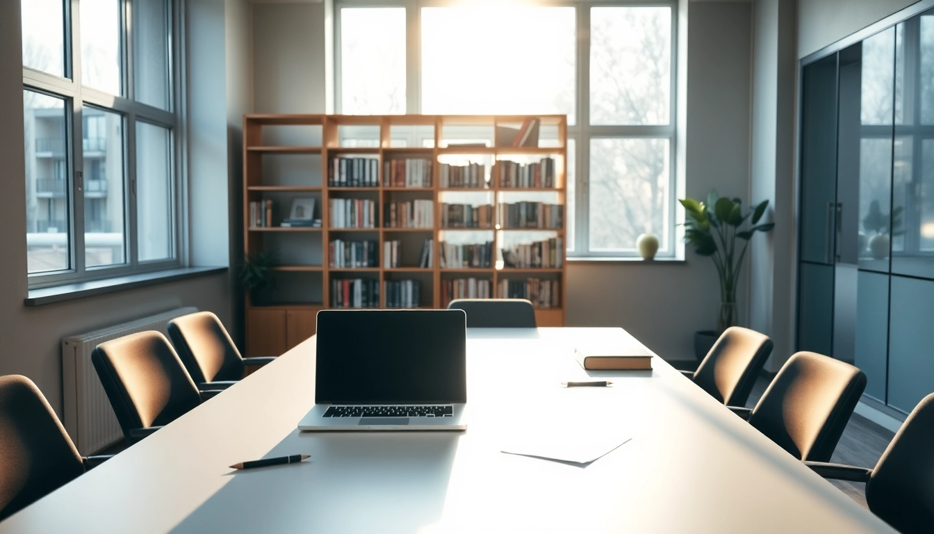 Professionelle Büroszene eines Headhunter Frankfurt mit warmem Licht und modernem Design.