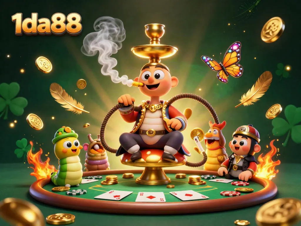 Win big at 1da88 with dynamic poker action featuring a vibrant caterpillar character.