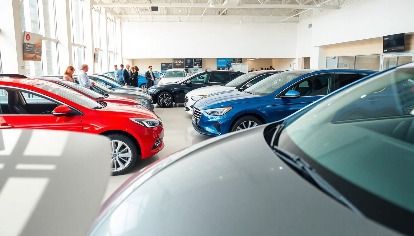 Auto kaufen in modernem Autohaus mit diversen Fahrzeugen und einladender Atmosphäre.