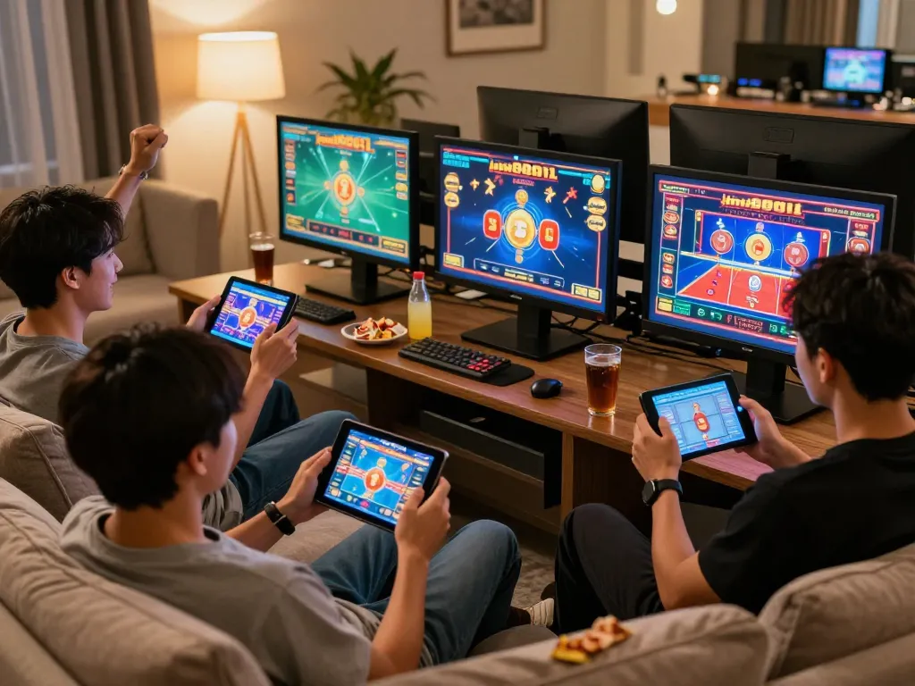Engaging players enjoying GO88 online casino games on tablets and smartphones.