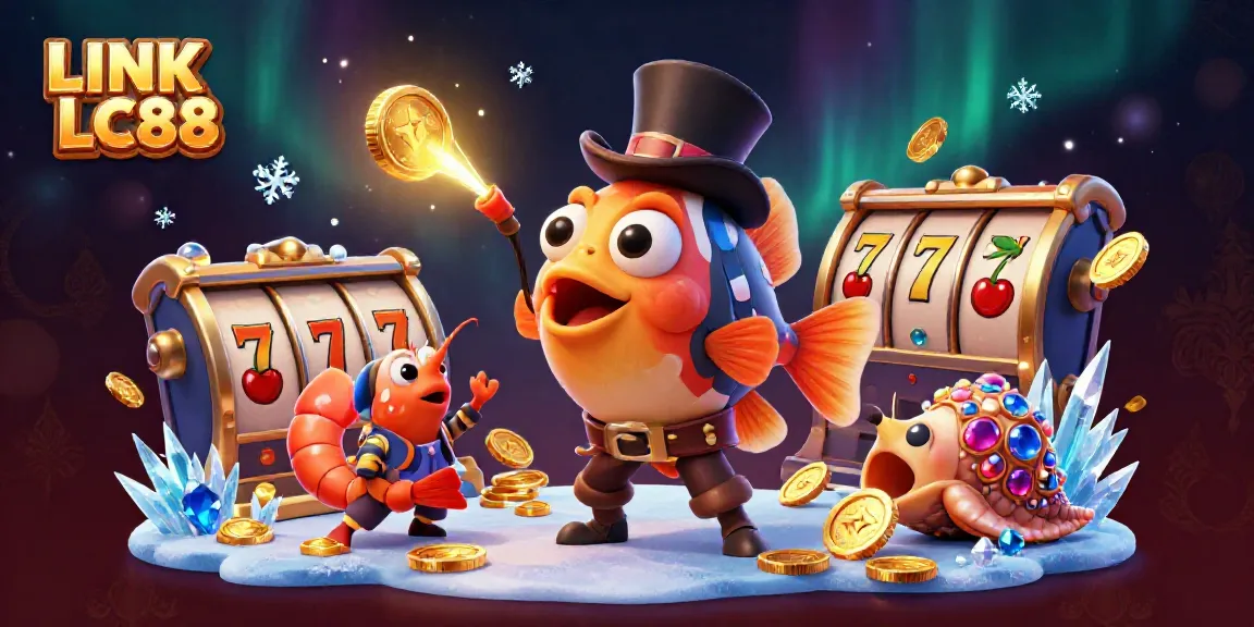 Spin to win with LINK LC88, showcasing a vibrant underwater casino adventure with characters and slot machines.