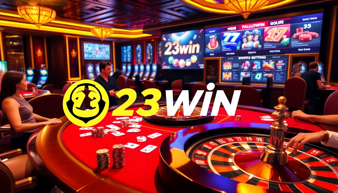 Experience the thrill of gambling at 23win's luxurious casino with vibrant tables and exciting games.